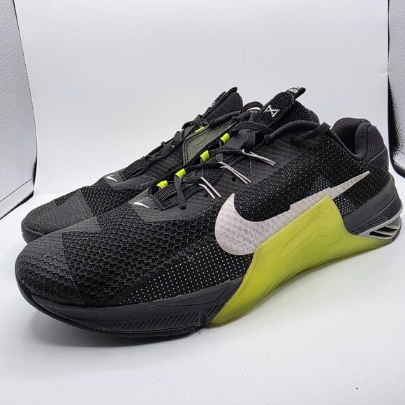 Nike Metcon 7 Black White Volt Iron Gray Mens Size 14 Athletic Shoes Gym Train - Picture 4 of 13